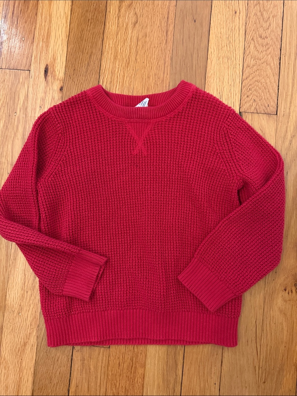 GAP Red Waffle Knit Crewneck Sweater